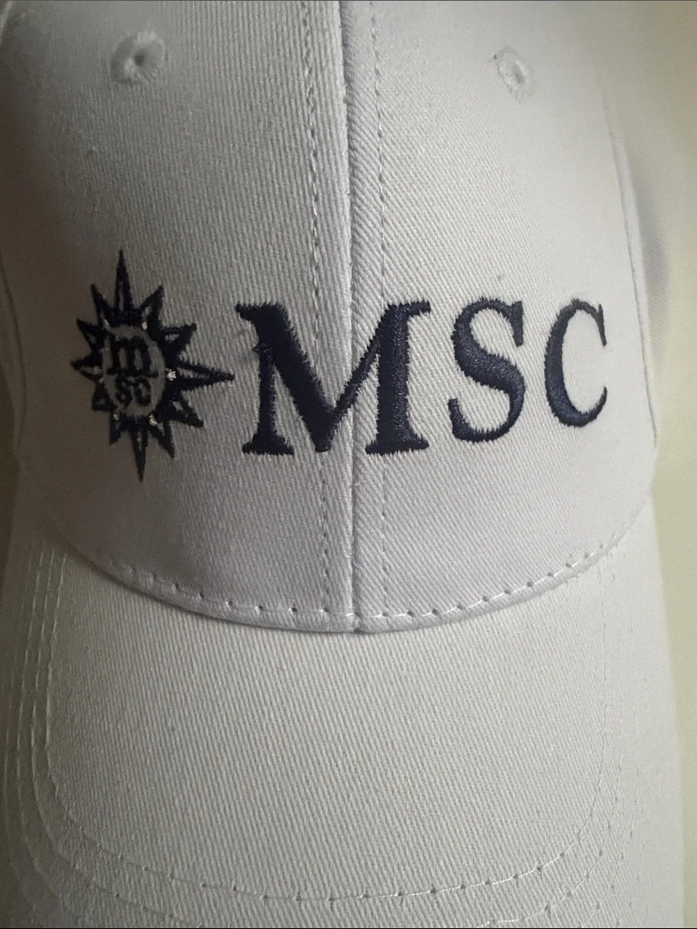 MSC Embroidered White Baseball Cap